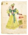 (THEATRE--ART.) AYERS, LEMUEL. Group of five original watercolor sketches for the costumes for St Louis Woman.
